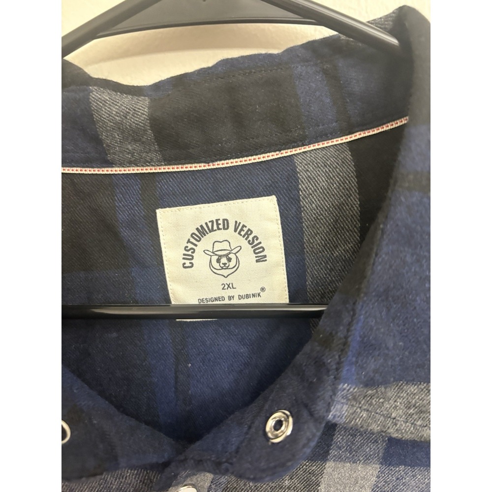 Customized Version Men's 2XL Plaid Long Sleeve Pearl Snap Western Flannel Shirt - Picture 3 of 6